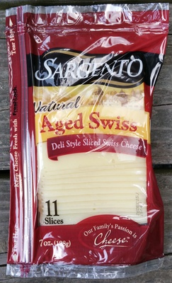 Sliced swiss natural cheese, aged swiss