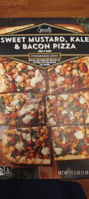 Sweet mustard kale bacon pizza