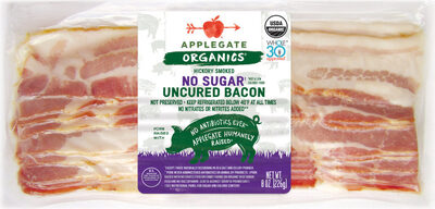 Hickory smoked uncured bacon, hickory smoked